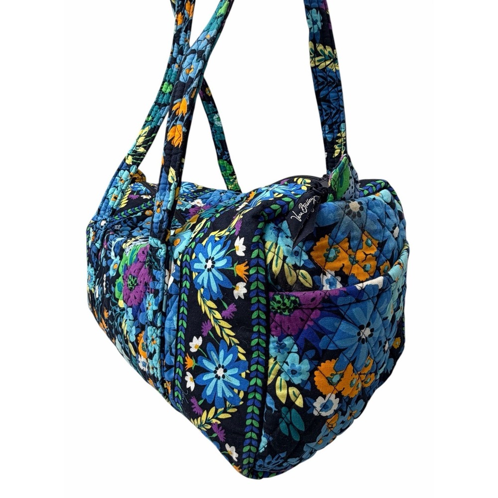 Vera Bradley Weekender Travel Bag Midnight Blues Zipper Floral Pocket Gift 1094 - Picture 11 of 15